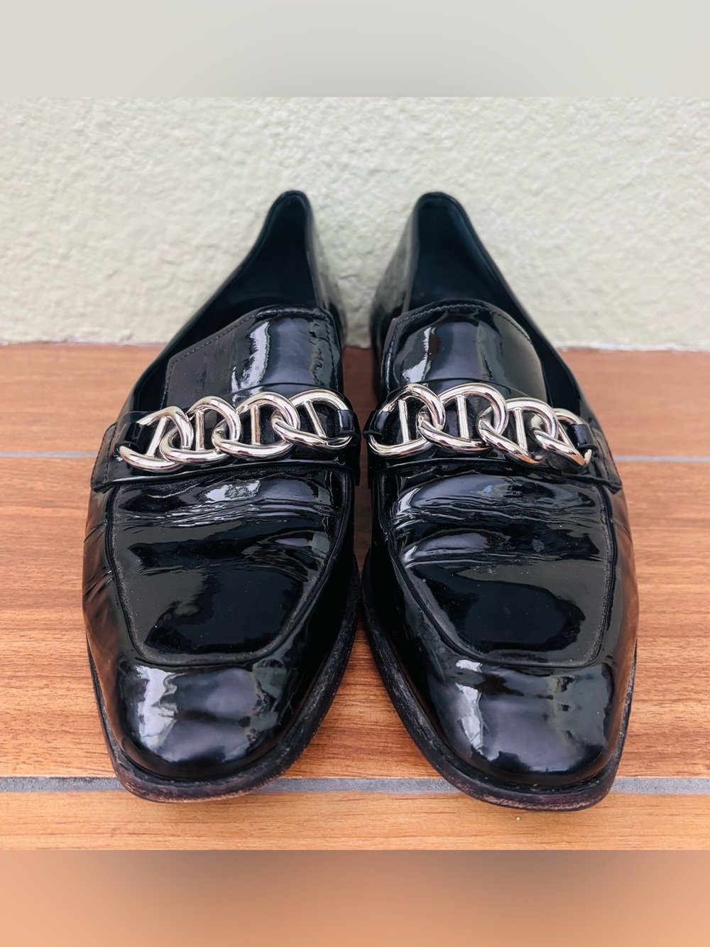 Prada Patent Leather Chain Loafer in Black w/Duster Bags Size: EU 38 OR US 7.5 - Picture 3 of 9